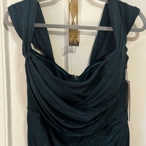Elegant Sparkling Custom-Made Dark Teal Backless Dress - Size 14-16 (Euro 48)